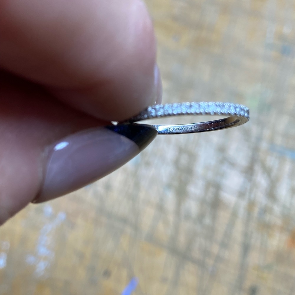 Full eternity band 14k white gold with pavé set diamonds size 6.5